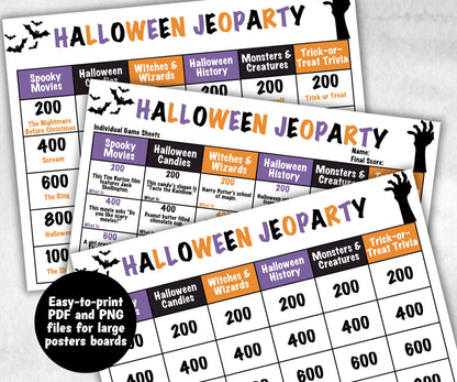 Halloween Jeopardy, Trivia Party, Printable Adult & Teen Activity, Halloween Quiz, Group Game Show, Fall Party activity, Zoom Family Feud-Halloween Printables -TheHustlingCatLady-Party Games