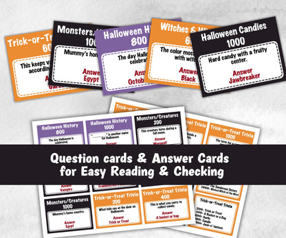 Halloween Jeopardy, Trivia Party, Printable Adult & Teen Activity, Halloween Quiz, Group Game Show, Fall Party activity, Zoom Family Feud-Halloween Printables -TheHustlingCatLady-Party Games