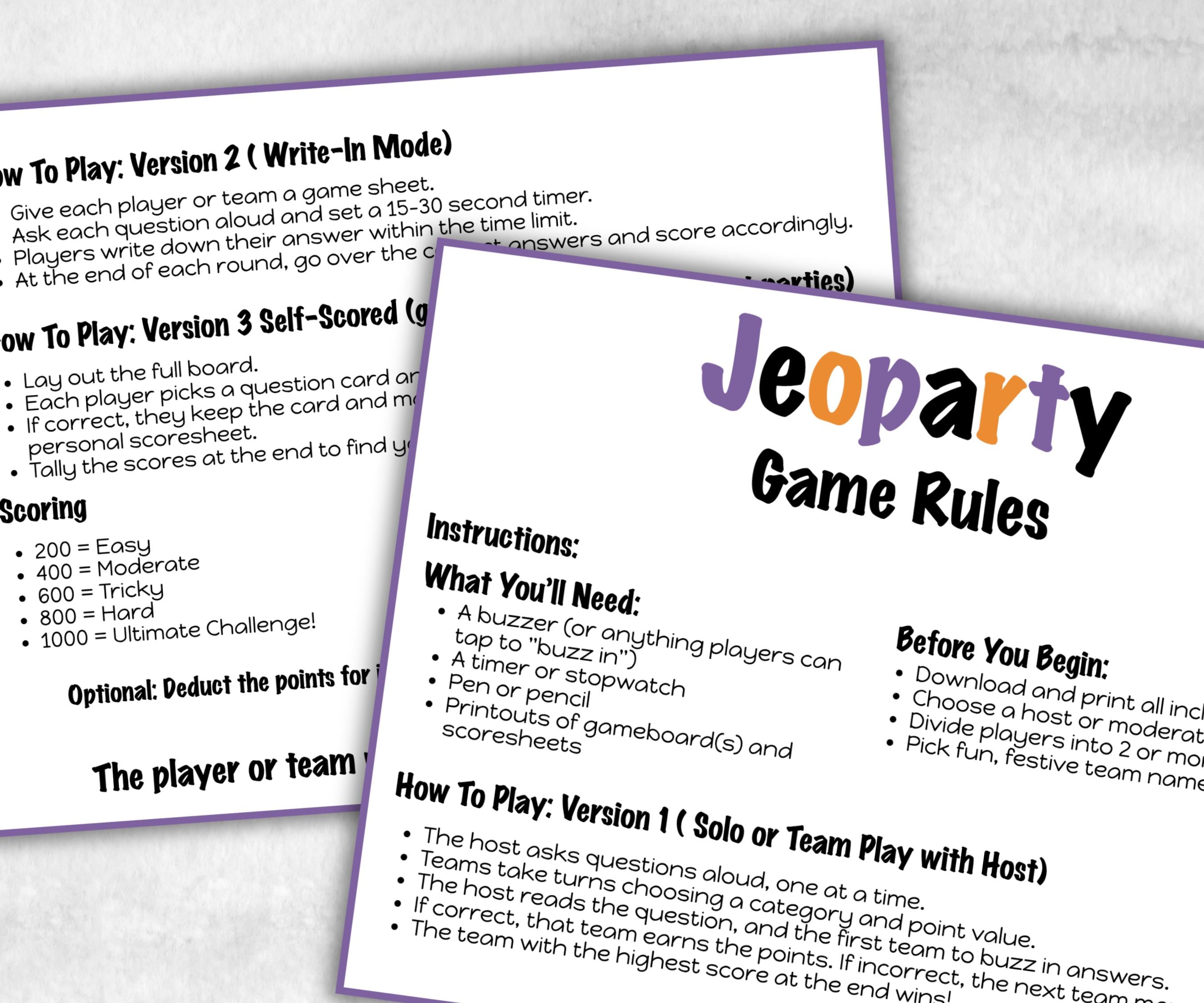 Halloween Jeopardy, Trivia Party, Printable Adult & Teen Activity, Halloween Quiz, Group Game Show, Fall Party activity, Zoom Family Feud-Halloween Printables -TheHustlingCatLady-Party Games