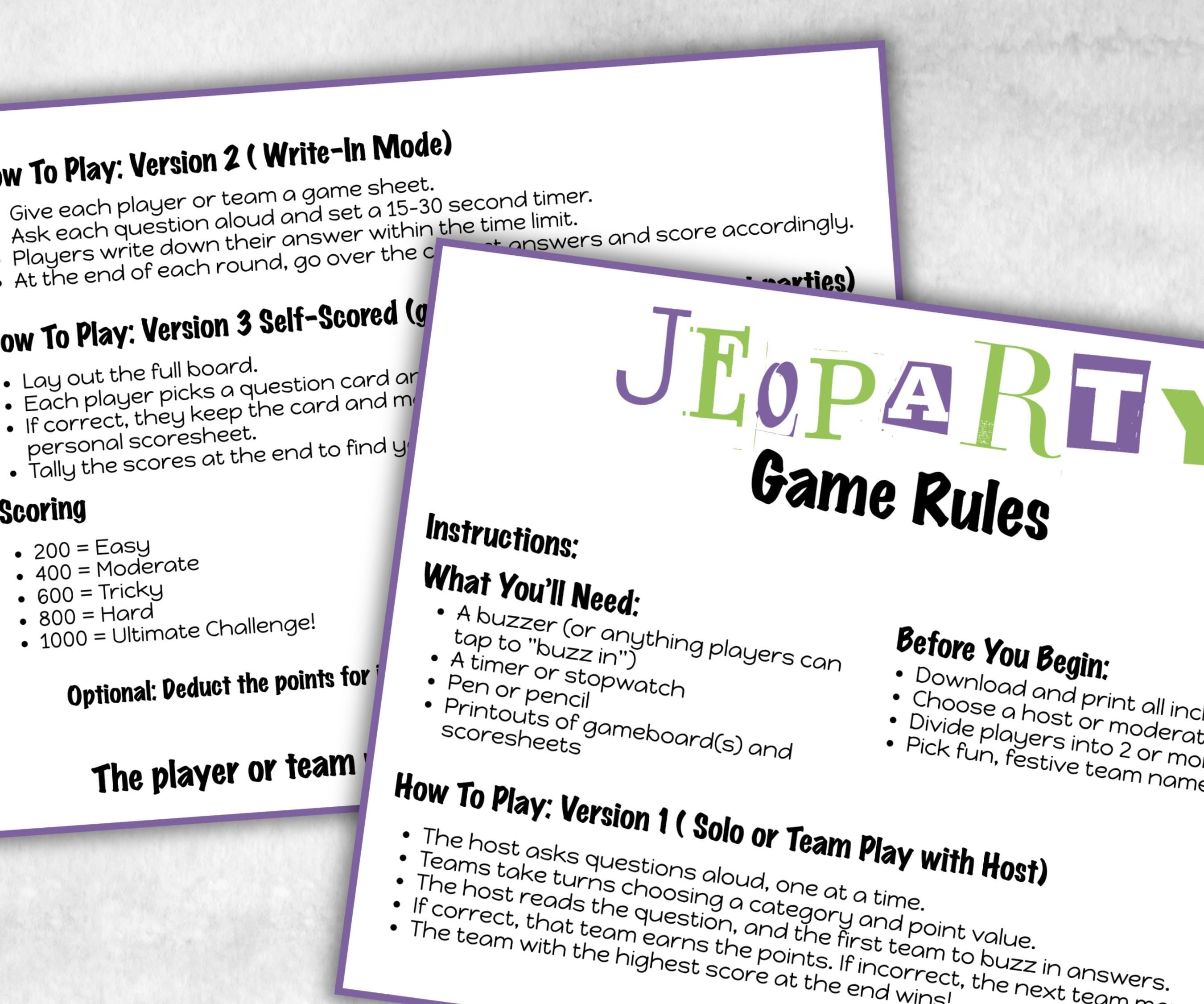 Halloween Jeopardy Quiz, Trivia Party, Printable Adult & Teen Activity, Halloween Group Game Show, Fall Party activity, Zoom Family Feud-Halloween Printables -TheHustlingCatLady-Party Games