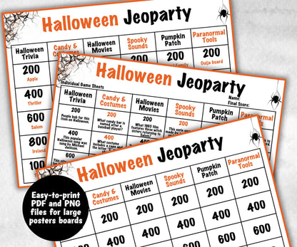 Halloween Adult Jeoparty Trivia Party, Printable Teen Activity, Halloween Quiz, Group Game Show, Fall Party activity, Zoom Family Feud-Halloween Printables -TheHustlingCatLady-Party Games