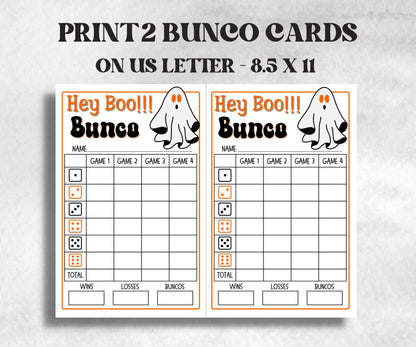 Printable Hey Boo Bunco Score Sheet, Halloween Bunco Invitation, Bunco Game, Tally Sheet, bunco score card, Ghostly bunco night, Bunco Night-Halloween Printables -TheHustlingCatLady-Party Games
