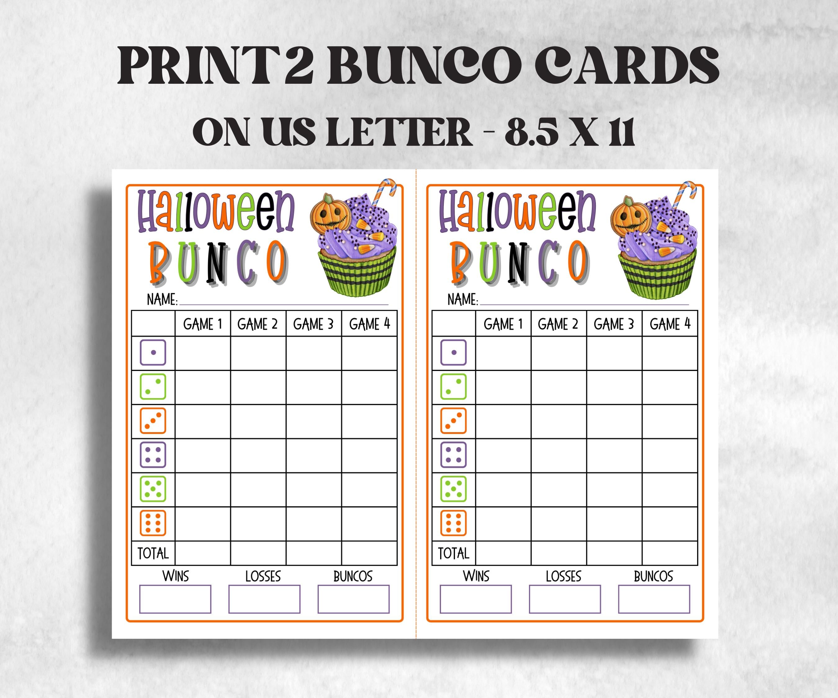 Printable Halloween Bunco Score Sheet, Halloween Bunco Invitation, Bunco Adult Game, Tally Sheet, bunco score card, Spooky bunco night,-Halloween Printables -TheHustlingCatLady-Party Games