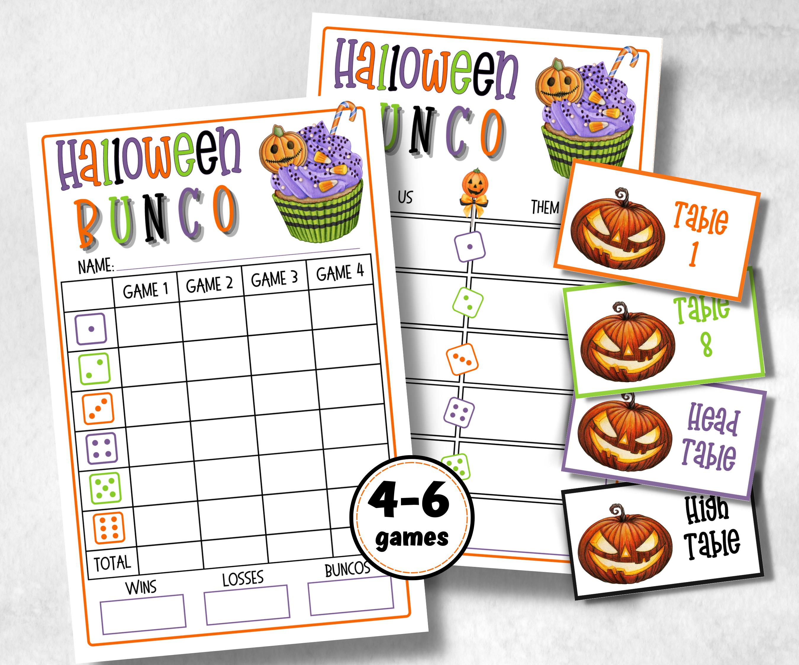 Printable Halloween Bunco Score Sheet, Halloween Bunco Invitation, Bunco Adult Game, Tally Sheet, bunco score card, Spooky bunco night,-Halloween Printables -TheHustlingCatLady-Party Games