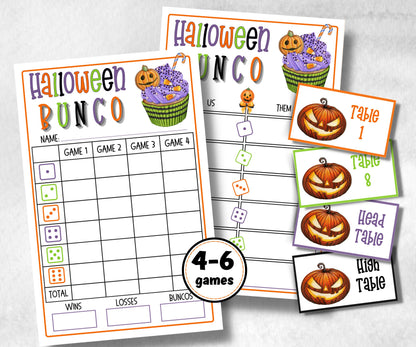 Printable Halloween Bunco Score Sheet, Halloween Bunco Invitation, Bunco Adult Game, Tally Sheet, bunco score card, Spooky bunco night,-Halloween Printables -TheHustlingCatLady-Party Games