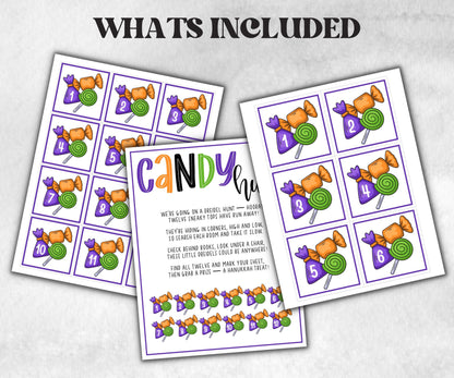 Halloween Candy Scavenger Hunt, Kids Halloween Candy theme party, Candy Birthday Party game, Spooky Party Game, Kids halloween candy games-Halloween Printables -TheHustlingCatLady-Party Games