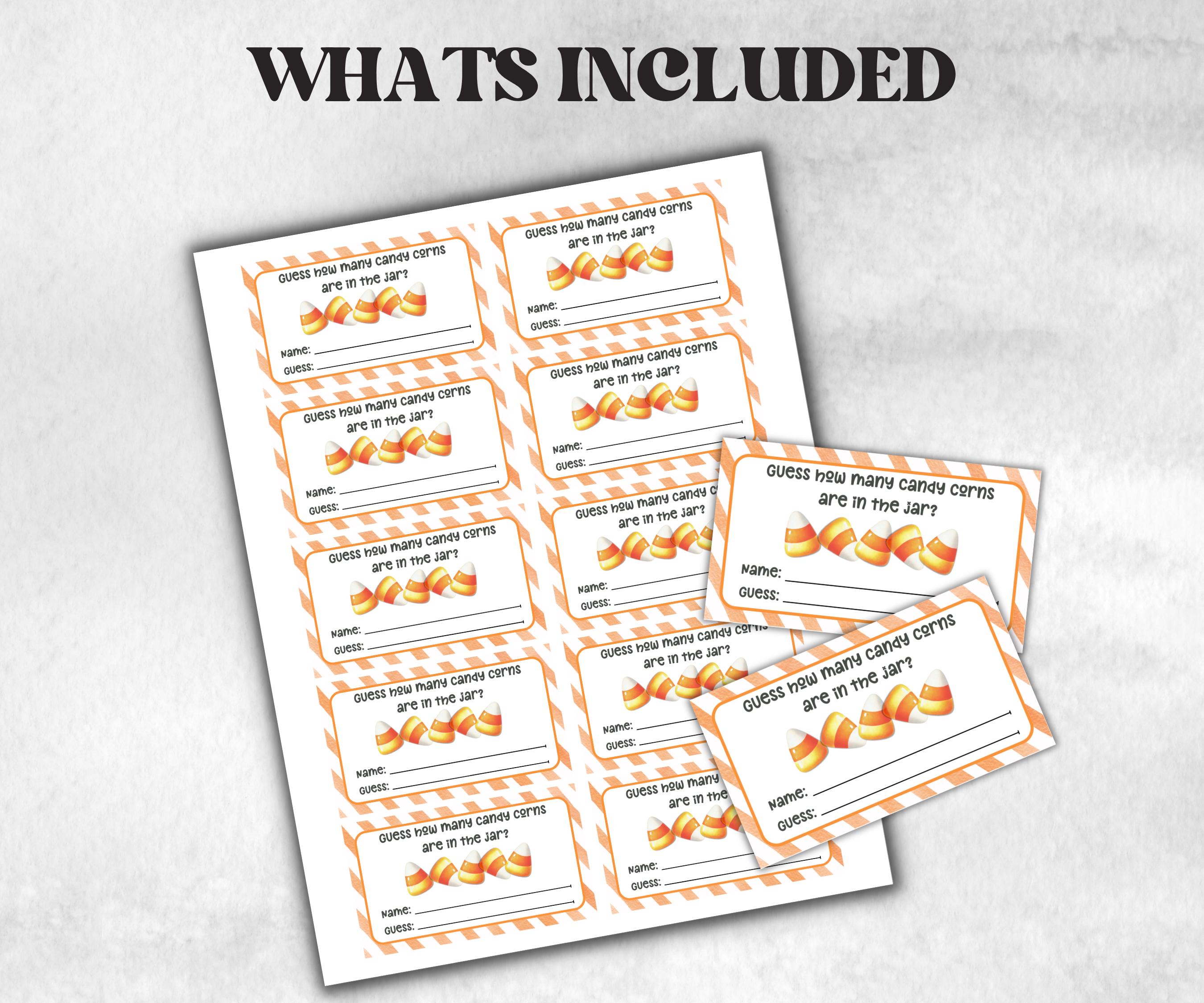 How Many candies Guessing Game, Office Halloween Party Games & Party Supplies, Printable Indoor Family Holiday Icebreaker, adult game night-Halloween Printables -TheHustlingCatLady-Party Games