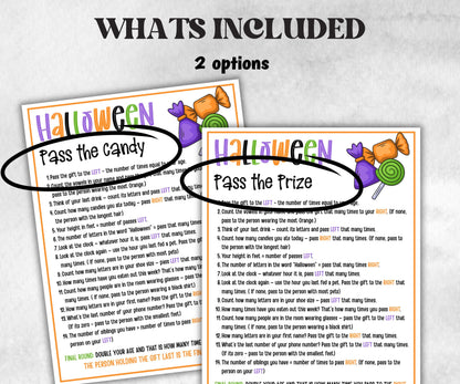 Pass the Candy Halloween game, Left Right Game, Halloween Candy game, Halloween party game, Pass the present, pass the parcel-Halloween Printables -TheHustlingCatLady-Party Games
