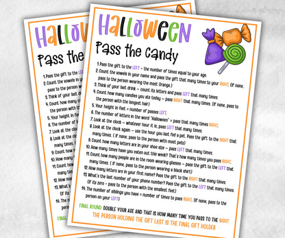Pass the Candy Halloween game, Left Right Game, Halloween Candy game, Halloween party game, Pass the present, pass the parcel-Halloween Printables -TheHustlingCatLady-Party Games