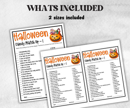 Halloween Candy match Party Game, Candy Trivia Activity, Teen kid, Adult Halloween, Baby Shower Game, Office Party, Family Game Night-Halloween Printables -TheHustlingCatLady-Party Games