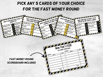New Years Friendly Feud, NYE Party, Printable Adult Teen Activity, New Year Quiz, Group Game Show, Winter Party activity, girls night games-New Year&#39;s -TheHustlingCatLady-Party Games
