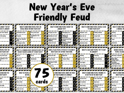 New Years Friendly Feud, NYE Party, Printable Adult Teen Activity, New Year Quiz, Group Game Show, Winter Party activity, girls night games-New Year&#39;s -TheHustlingCatLady-Party Games