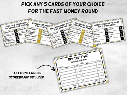 New Years Friendly Feud, NYE Party, Printable Adult Teen Activity, New Year Quiz, Group Game Show, Winter Party activity, girls night games-New Year&#39;s -TheHustlingCatLady-Party Games