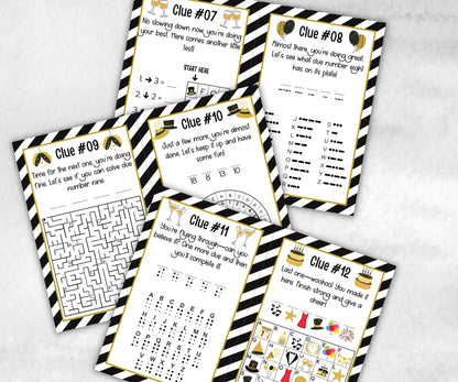 New Years Eve Indoor Treasure Hunt Kids, Printable New Year Party Games, New Year Activity, New Year Scavenger, Nye Treasure Hunt Clues-New Year&#39;s -TheHustlingCatLady-Party Games