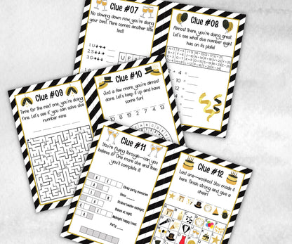 Indoor Treasure Hunt Kids, New Years Eve, Printable New Year Party Games, New Year Activity, New Year Scavenger, Nye Treasure Hunt Clues-New Year&#39;s -TheHustlingCatLady-Party Games