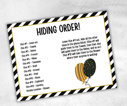 Printable New Year Party Games, New Years Eve Indoor Treasure Hunt Kids, New Year Activity, New Year Scavenger, Nye Treasure Hunt Clues-New Year&#39;s -TheHustlingCatLady-Party Games