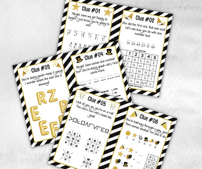Printable New Year Party Games, New Years Eve Indoor Treasure Hunt Kids, New Year Activity, New Year Scavenger, Nye Treasure Hunt Clues-New Year&#39;s -TheHustlingCatLady-Party Games