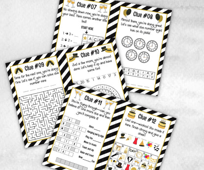 Printable New Year Party Games, New Years Eve Indoor Treasure Hunt Kids, New Year Activity, New Year Scavenger, Nye Treasure Hunt Clues-New Year&#39;s -TheHustlingCatLady-Party Games