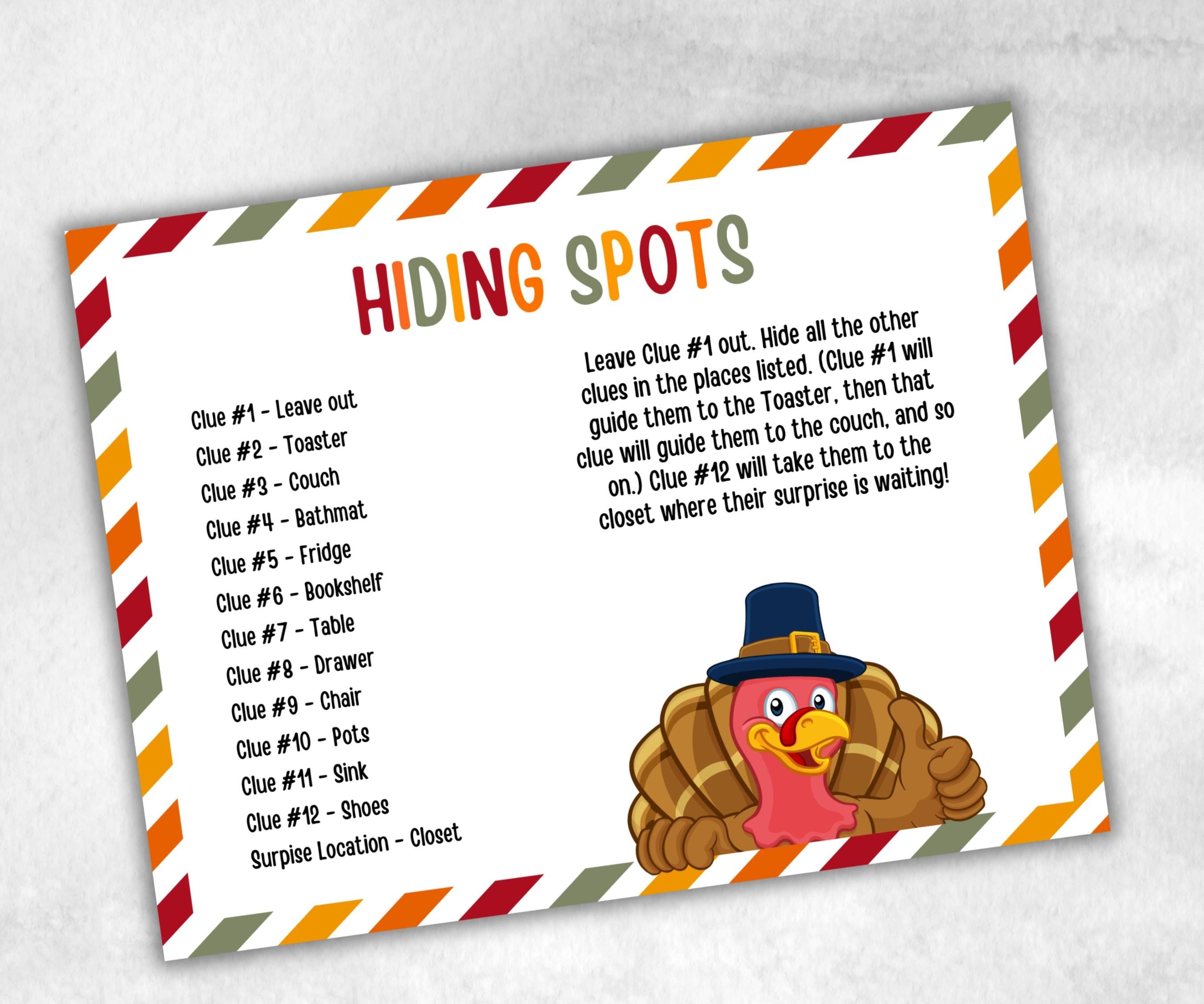 Thanksgiving Indoor Treasure Hunt Game, Printable Turkey Quiz, Adventure for Kid, Fall Autumn activity, Friendsgiving game, Family Holiday-Thanksgiving -TheHustlingCatLady-Party Games