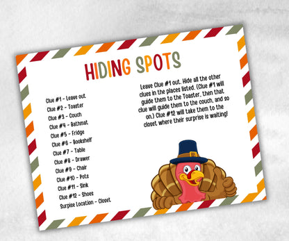 Thanksgiving Indoor Treasure Hunt Game, Printable Turkey Quiz, Adventure for Kid, Fall Autumn activity, Friendsgiving game, Family Holiday-Thanksgiving -TheHustlingCatLady-Party Games