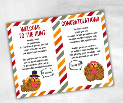 Outdoor Treasure Hunt Game, Printable Turkey hunt, Outdoor adventure, Fall Autumn activity, Friendsgiving game, Family Holiday Quiz-Thanksgiving -TheHustlingCatLady-Party Games