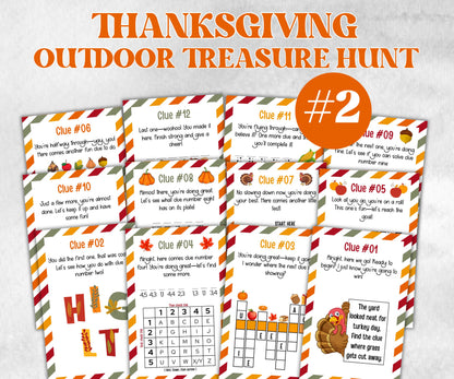 Outdoor Treasure Hunt Game, Printable Turkey hunt, Outdoor adventure, Fall Autumn activity, Friendsgiving game, Family Holiday Quiz-Thanksgiving -TheHustlingCatLady-Party Games