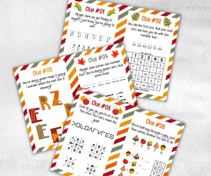 Thanksgiving Treasure Hunt Game, Printable Turkey hunt, Indoor adventure, Fall Autumn activity, Friendsgiving game, Family Holiday Quiz-Thanksgiving -TheHustlingCatLady-Party Games
