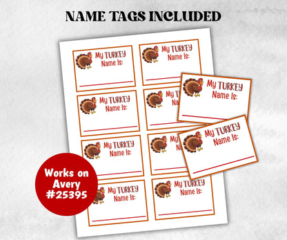 Thanksgiving Friendsgiving, Whats Your Turkey Name Game, Office Party Game, Turkey Name Tags, Icebreaker Game, Whats Your Turkey Name game-Thanksgiving -TheHustlingCatLady-Party Games