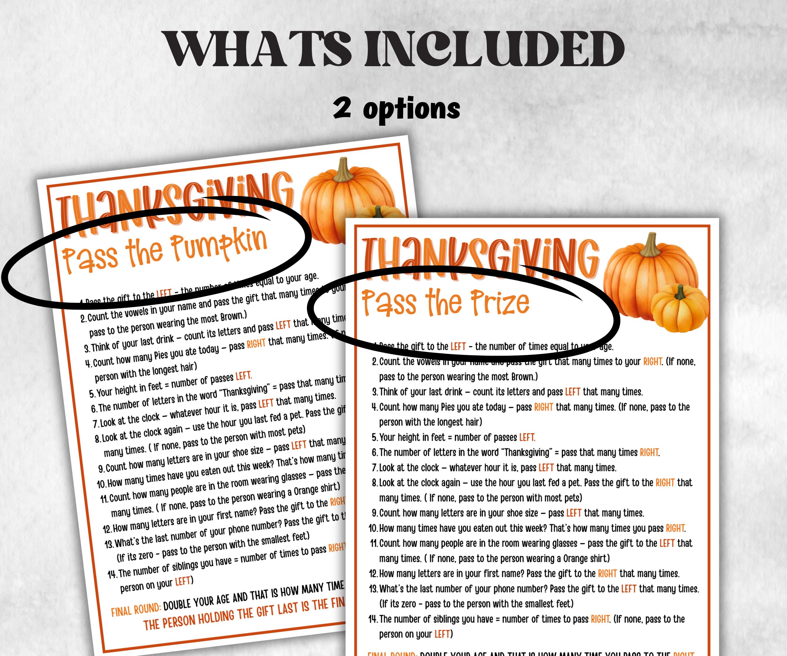Pass the Pumpkin game, Left Right Game, Gift Exchange,Pass the present, pass the parcel, Office Party Icebreaker, Family Reunion Icebreaker-Thanksgiving -TheHustlingCatLady-Party Games