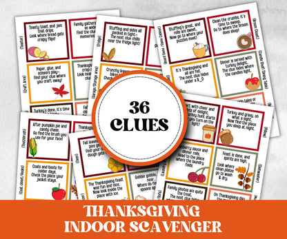 Thanksgiving Indoor Scavenger Hunt Game, Printable Riddle Quiz, Adventure for Kid, Fall Autumn activity, Friendsgiving game, Family Holiday-Thanksgiving -TheHustlingCatLady-Party Games