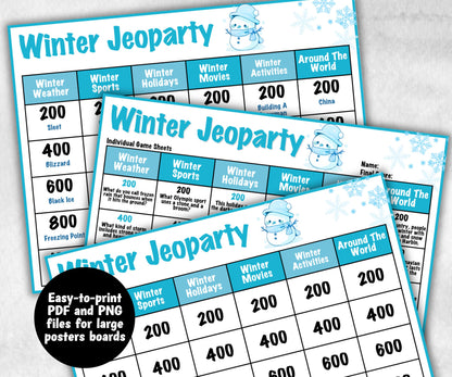 Winter Holiday Jeoparty Trivia Game, Fun Family Activity, Holiday Quiz, Holiday Party Challenge, Holiday, Festive Quiz, Group word Game-Christmas -TheHustlingCatLady-Party Games