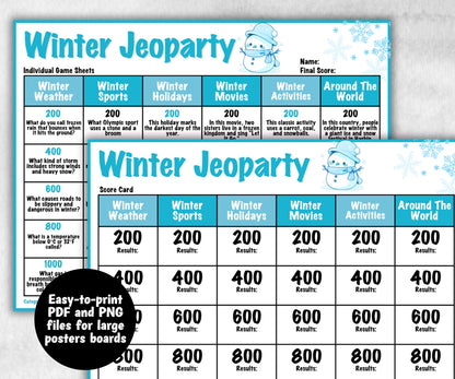 Winter Holiday Jeoparty Trivia Game, Fun Family Activity, Holiday Quiz, Holiday Party Challenge, Holiday, Festive Quiz, Group word Game-Christmas -TheHustlingCatLady-Party Games