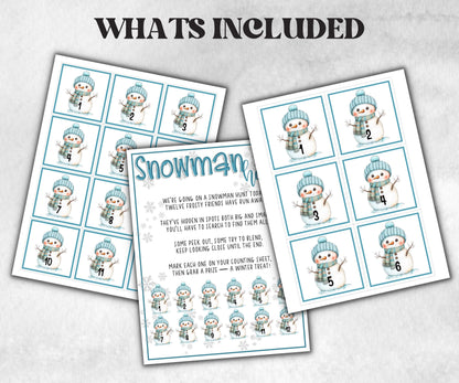 Snowman Scavenger Hunt, Kids Snowman theme party, Snowman Birthday Party game, Winter indoor Game, frosty Snowman, spot the snowman game-Christmas -TheHustlingCatLady-Party Games