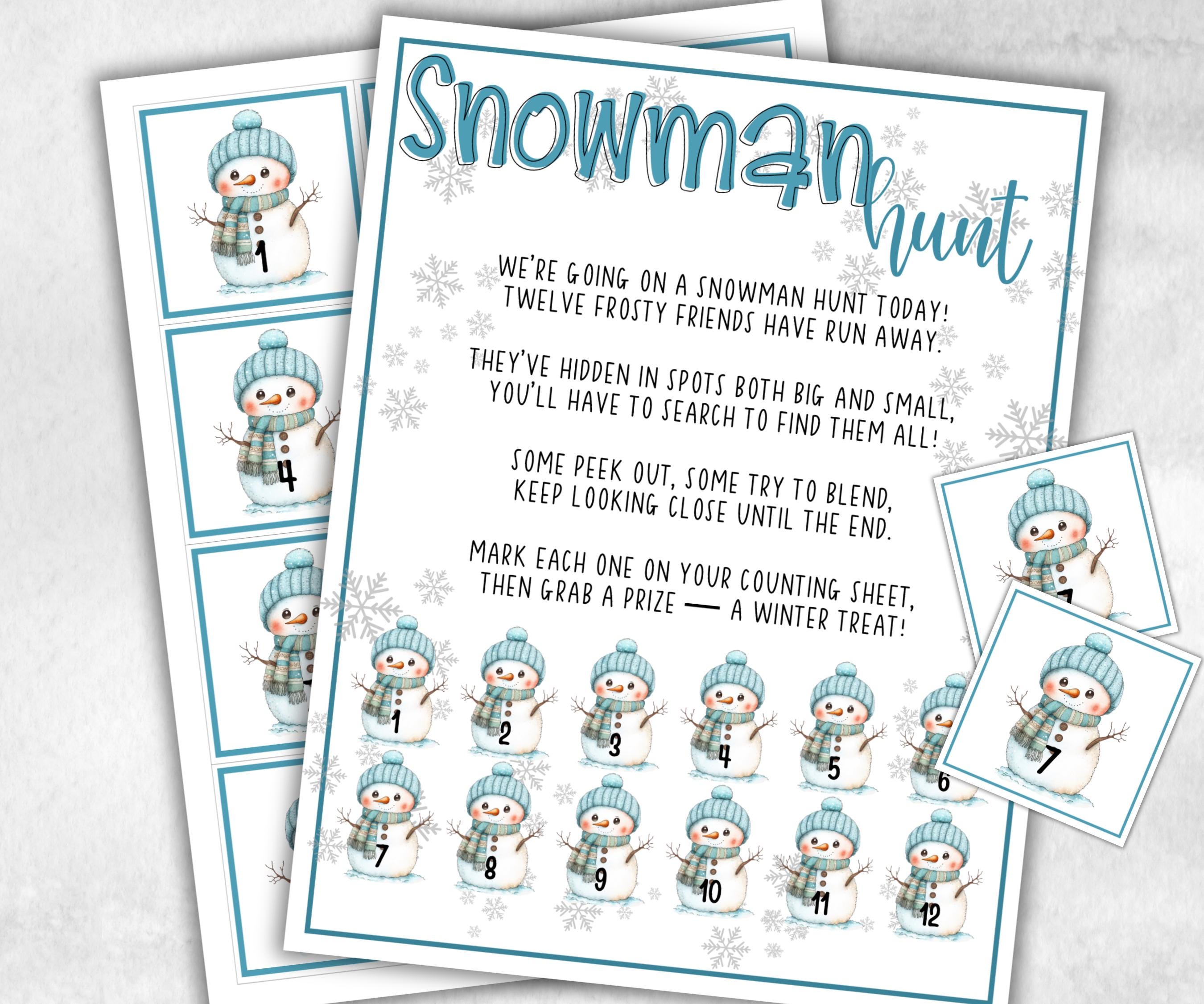 Snowman Scavenger Hunt, Kids Snowman theme party, Snowman Birthday Party game, Winter indoor Game, frosty Snowman, spot the snowman game-Christmas -TheHustlingCatLady-Party Games