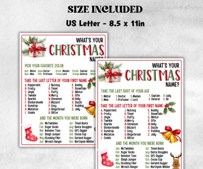 Christmas name tag, Christmas name board sign, name generator, Xmas Kids activities, Holiday party games, What's Your Christmas name game-Christmas -TheHustlingCatLady-Stickers, Labels & Tags