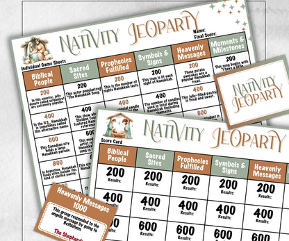 Nativity Jeoparty, Christian Bible Study, Bible Jeoparty For Adult And Teen, Bible Friendly Family Feud, Bible Family Feud, Youth Group Game-Christmas -TheHustlingCatLady-Party Games