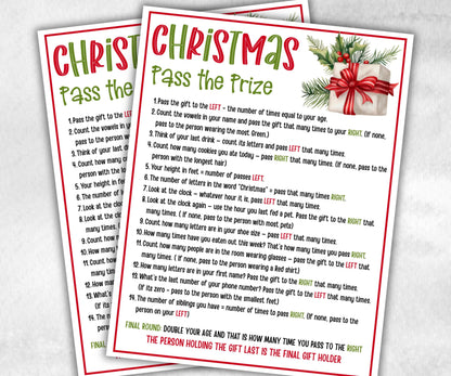 Pass the Present Christmas game, Left Right Game, Pass the parcel, Christmas party, Pass the prize, Gift exchange game, Large group games-Christmas -TheHustlingCatLady-Party Games