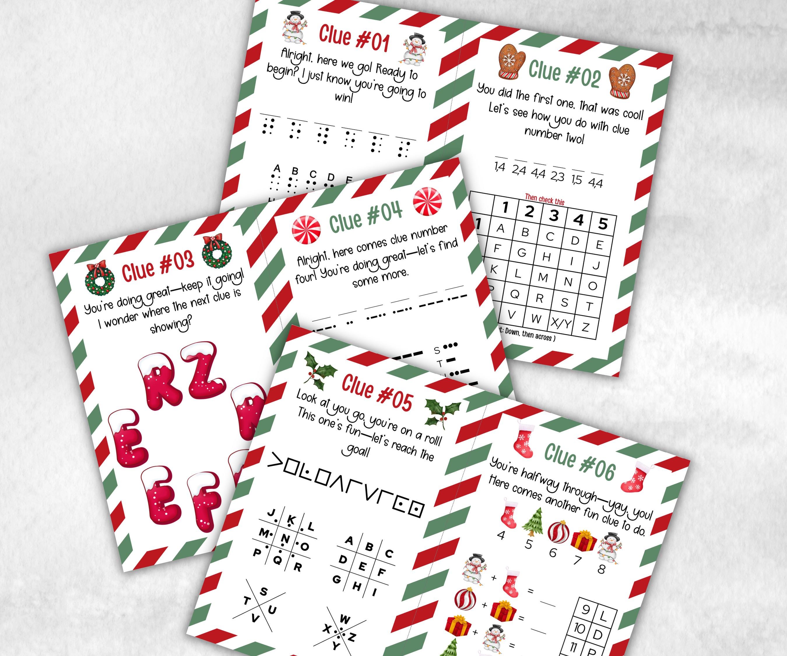 Indoor Treasure Scavenger Clues, Kids Christmas Treasure Hunt, Xmas Printable Activity, Christian Holiday Game, Holiday Kids Game fun ideas-Christmas -TheHustlingCatLady-Party Games