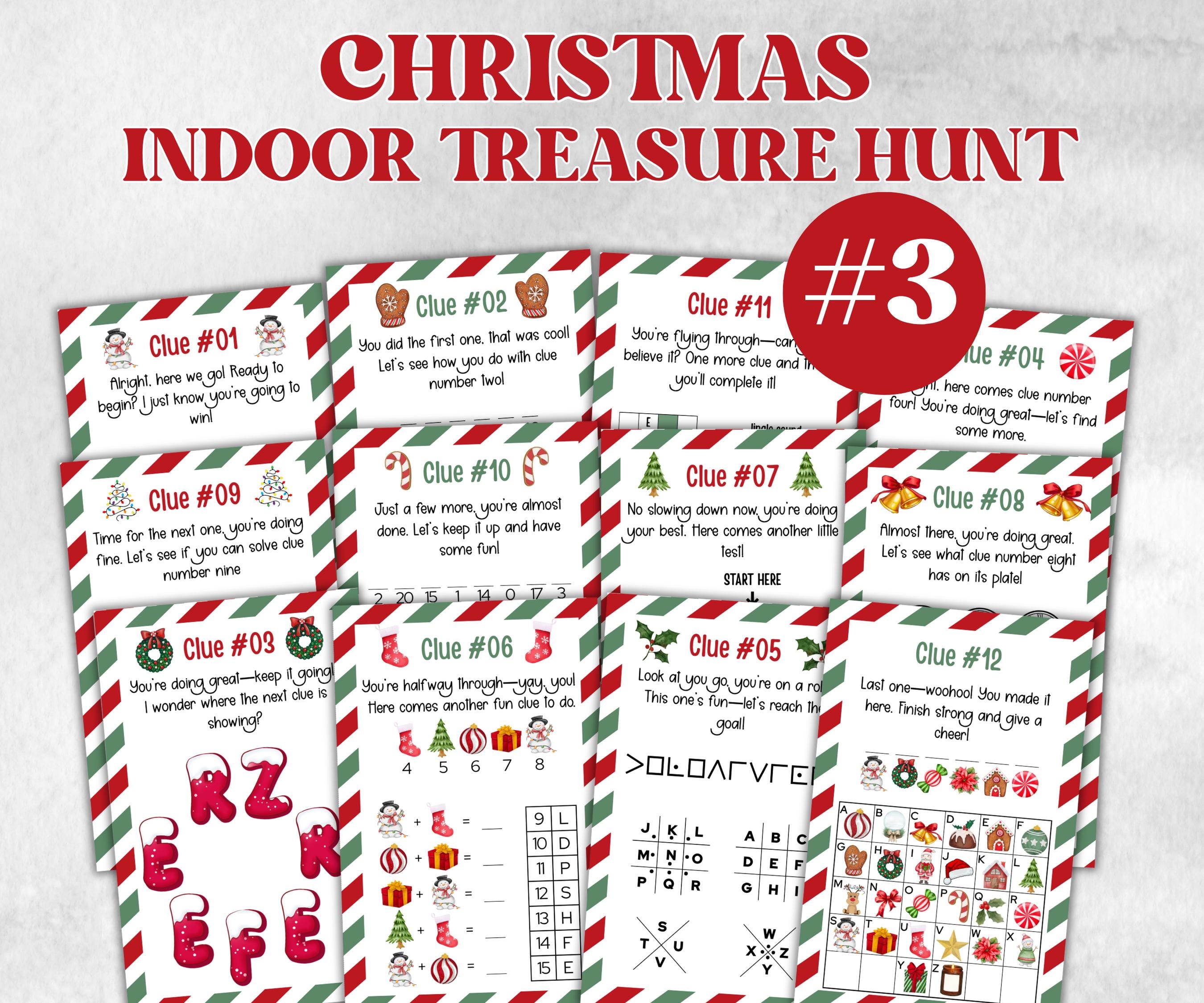 Indoor Treasure Scavenger Clues, Kids Christmas Treasure Hunt, Xmas Printable Activity, Christian Holiday Game, Holiday Kids Game fun ideas-Christmas -TheHustlingCatLady-Party Games