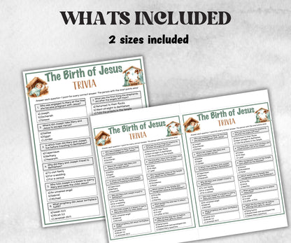 The Birth Of Jesus Printable Trivia for kid, Old Testament Activity, Sunday School Bible Game, Church Fundraiser game, Adult Teen Icebreaker-Office Supplies -TheHustlingCatLady-Party Games