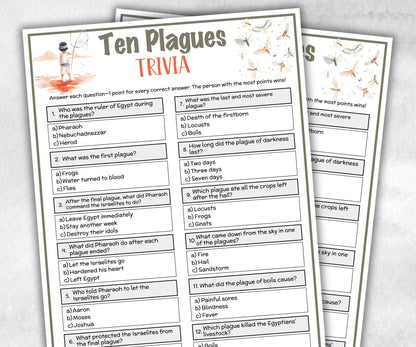 Ten Plagues Printable Trivia for kid, Old Testament Activity, Sunday School Bible Game, Church Fundraiser game, Adult Teen church Icebreaker-Office Supplies -TheHustlingCatLady-Party Games