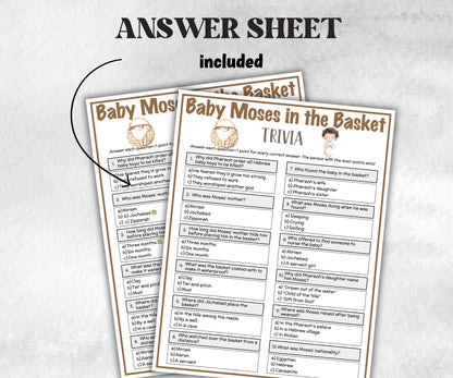 Baby Moses in Basket Printable Trivia for kid, Old Testament Activity, Classroom Christmas, Church Fundraiser, Adult Teen Church Icebreaker-Office Supplies -TheHustlingCatLady-Party Games