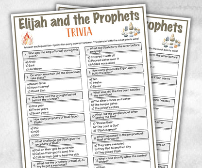 Elijah and Prophets Printable Trivia for kid, Old Testament Activity, Classroom Christmas, Church Fundraiser, Adult Teen church Icebreaker-Office Supplies -TheHustlingCatLady-Party Games