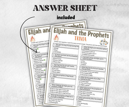 Elijah and Prophets Printable Trivia for kid, Old Testament Activity, Classroom Christmas, Church Fundraiser, Adult Teen church Icebreaker-Office Supplies -TheHustlingCatLady-Party Games