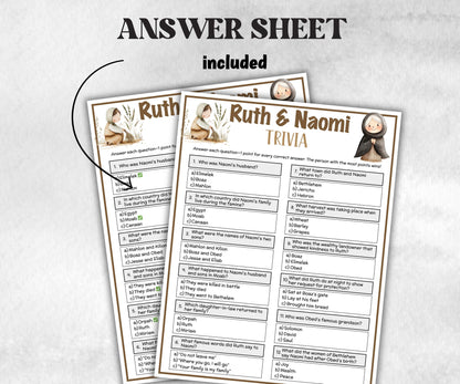 Ruth and Naomi Printable Trivia for kid, Old Testament Activity, Classroom Christmas, Church Fundraiser games, Adult Teen church Icebreaker-Office Supplies -TheHustlingCatLady-Party Games