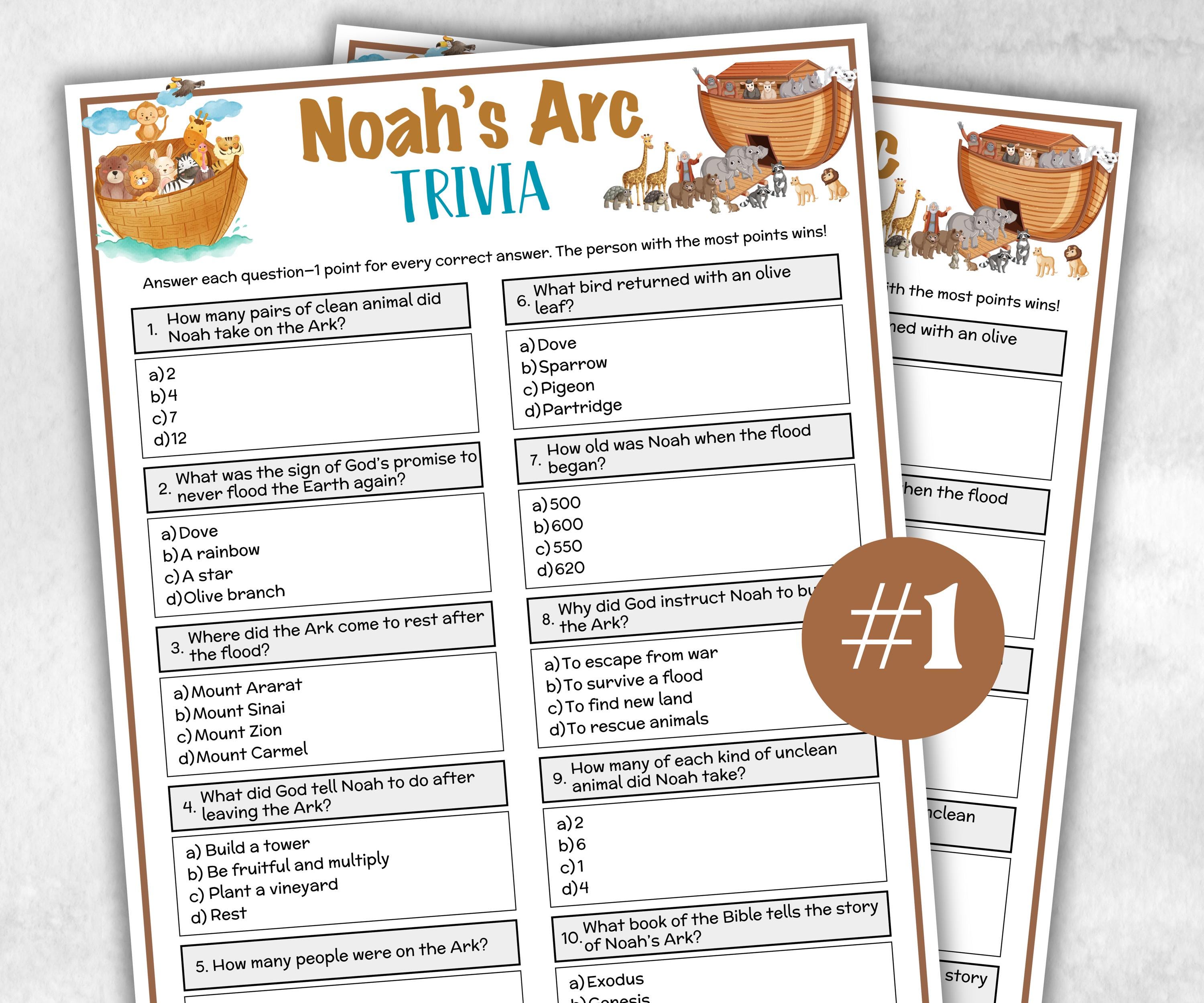Noah's Arc Printable Trivia for kid, Old Testament Activity, Classroom Christmas, Church Fundraiser game, Adult Teen church Icebreaker game-Office Supplies -TheHustlingCatLady-Party Games
