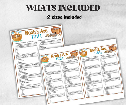 Noah's Arc Printable Trivia for kid, Old Testament Activity, Classroom Christmas, Church Fundraiser game, Adult Teen church Icebreaker game-Office Supplies -TheHustlingCatLady-Party Games