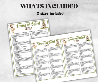 Tower of Babel Printable Trivia for kid, Old Testament Activity, Classroom Christmas, Church Fundraiser game, Adult Teen church Icebreaker-Office Supplies -TheHustlingCatLady-Party Games