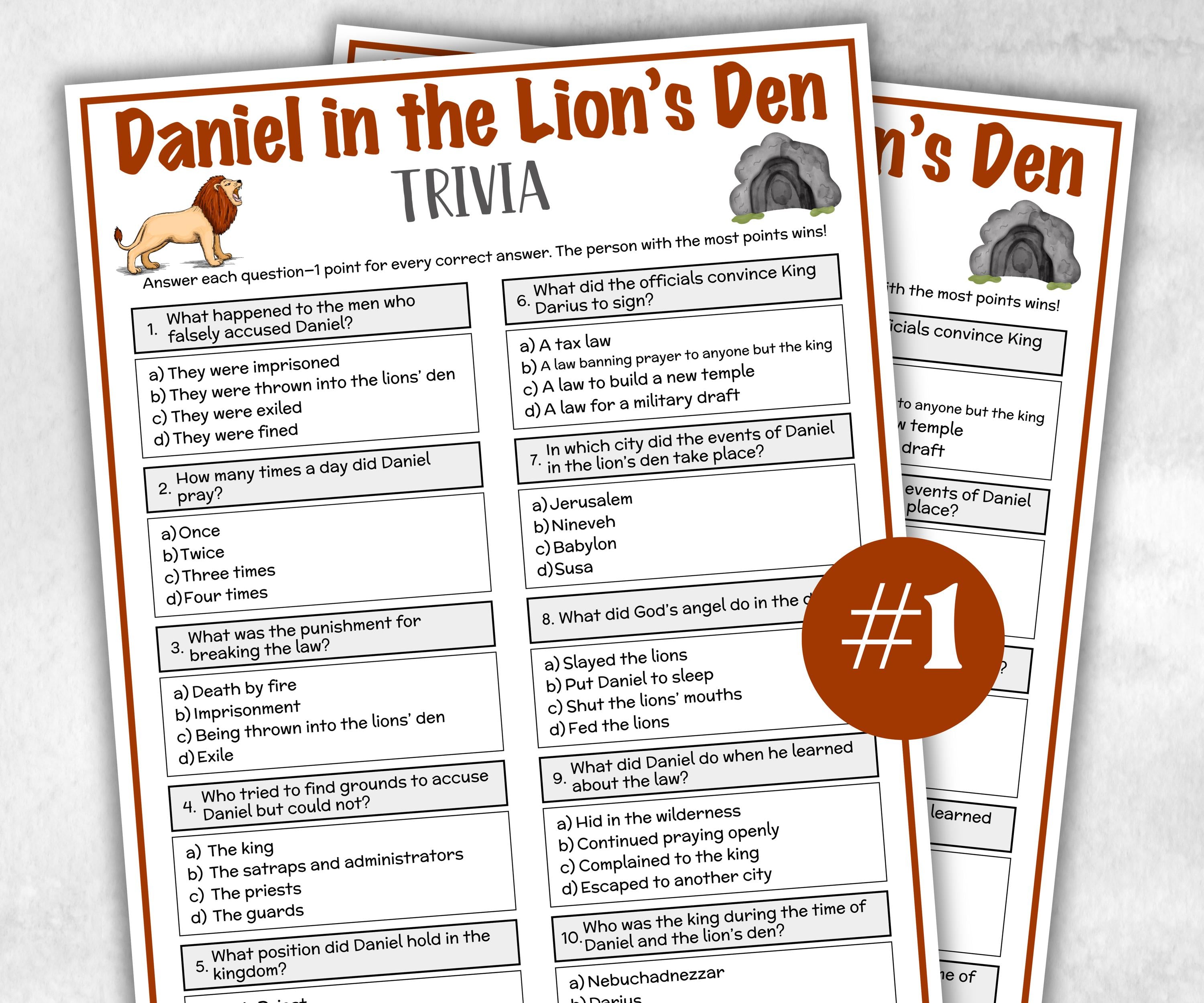 Daniel in the lion's den Printable Trivia for kid, Old Testament Activity, Classroom Christmas, Church Fundraiser, Adult Teen fun Icebreaker-Office Supplies -TheHustlingCatLady-Party Games