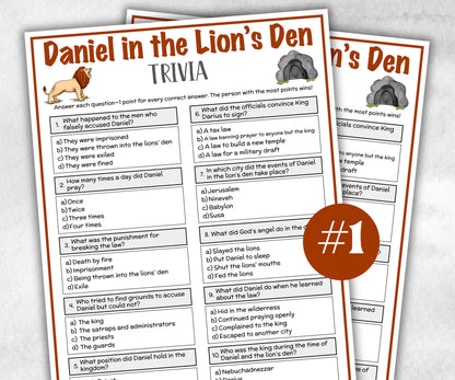 Daniel in the lion's den Printable Trivia for kid, Old Testament Activity, Classroom Christmas, Church Fundraiser, Adult Teen fun Icebreaker-Office Supplies -TheHustlingCatLady-Party Games